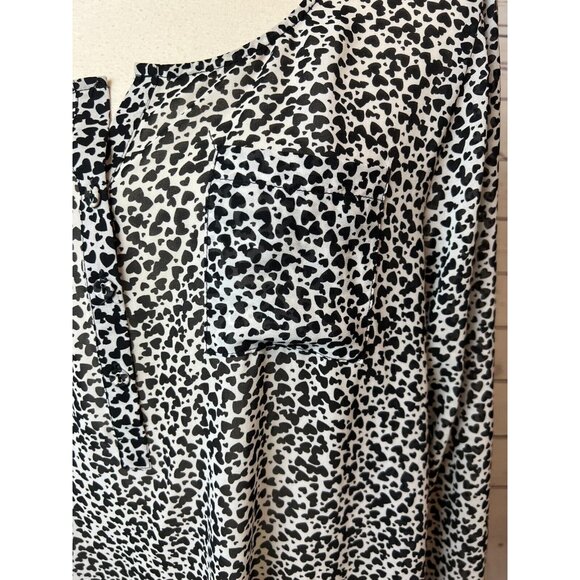 Torrid Plus Size Blouse 2X 2 Sheer long sleeve Hearts 10455965 Long Sleeve Shirt - Picture 4 of 12
